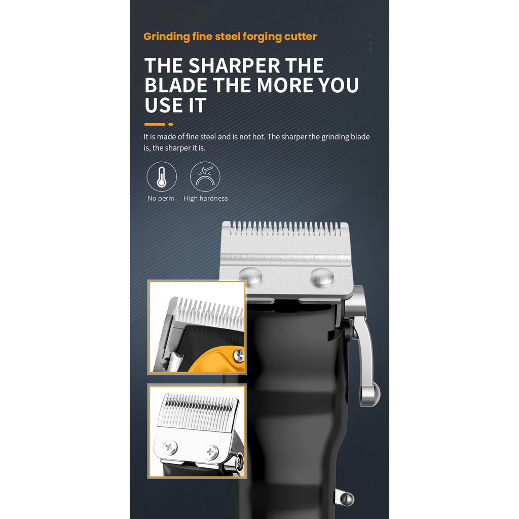 Tông đơ cắt tóc điện Kemei chuyên nghiệp không dây bằng kim loại sử dụng tại nhà / salon DIY cho nam