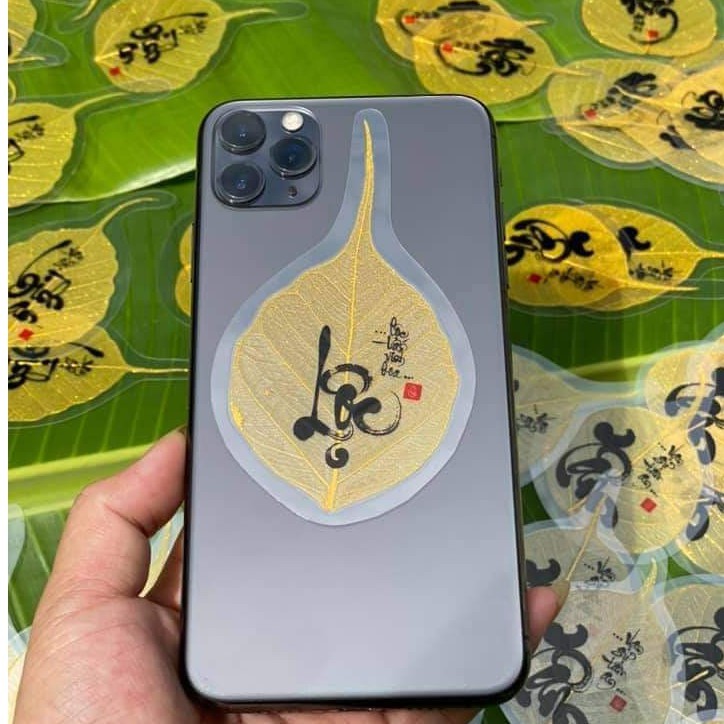 Lá Bồ Đề Tài Lộc Bình An May Mắn ốp điện thoại treo xe ốp ví kẹp sách treo bàn làm việc