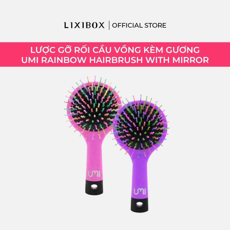 Lược Gỡ Rối Cầu Vồng Kèm Gương Umi Rainbow Hairbrush With Mirror