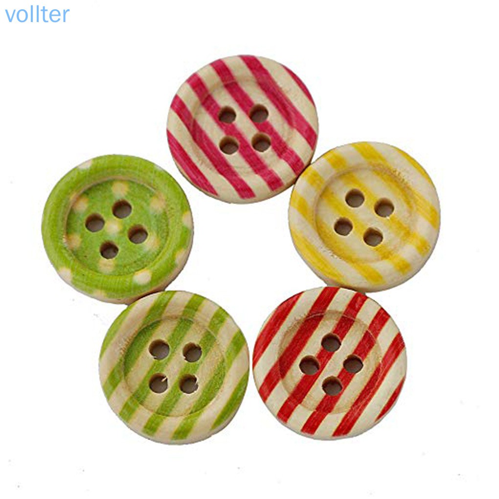Set 100 Nút Gỗ 4 Lỗ Nhiều Hình Dáng
