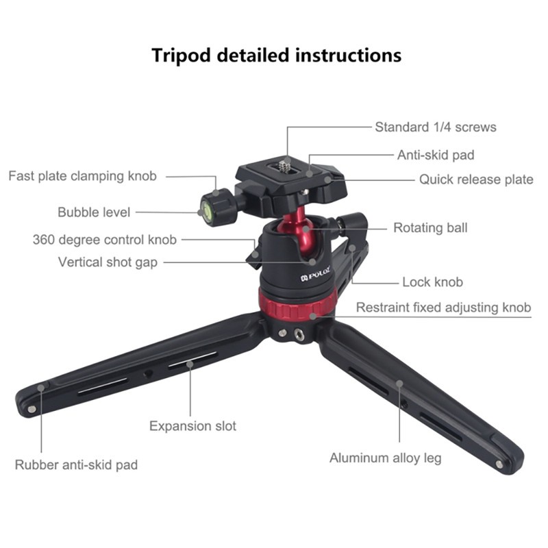 Chân Tripod Máy Ảnh Puluz 11-22.4cm | BigBuy360 - bigbuy360.vn