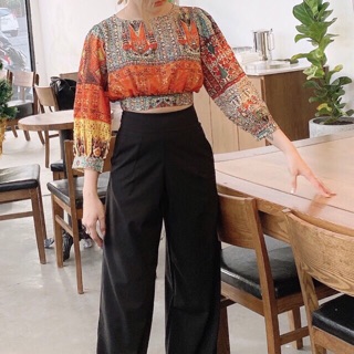 Áo croptop thổ cẩm 2 màu