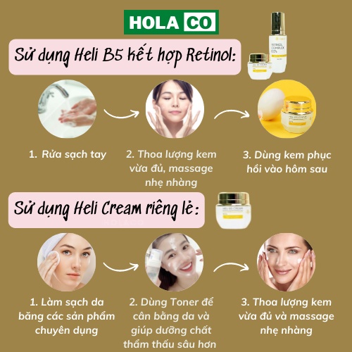 Bộ tái sinh Huyền Phi Retinol Complex 0.5% kem phục hồi Heli B5 phục hồi chuyên sâu, tái tạo tế bào, hồi sinh làn da