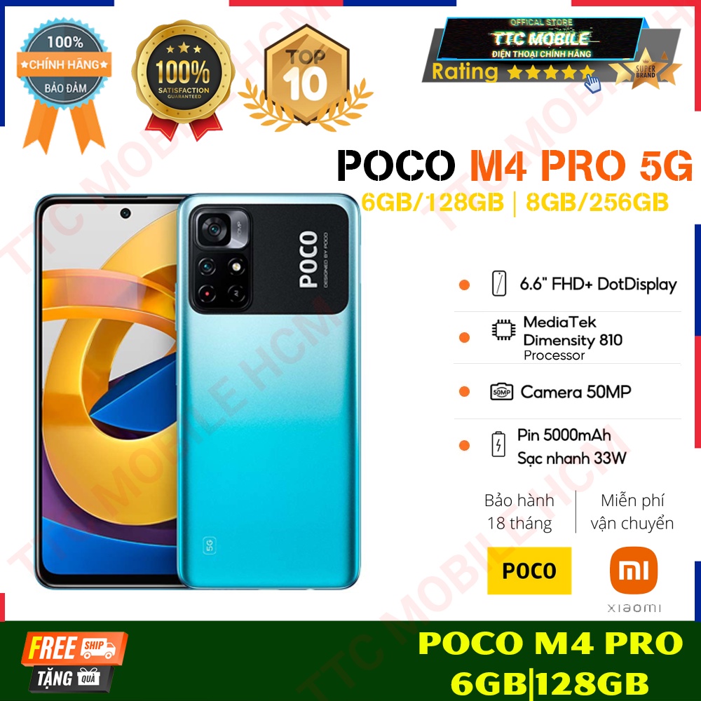Điện thoại Xiaomi POCO M4 PRO 5G 6GB/128GB | Pin 5000mAH | Sạc Nhanh 33W | Camera 50MP - HÀNG CHÍNH HÃNG