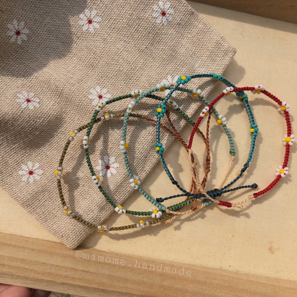 Vòng daisy miyuki phối hạt hoa trắng đục ( chọn màu)