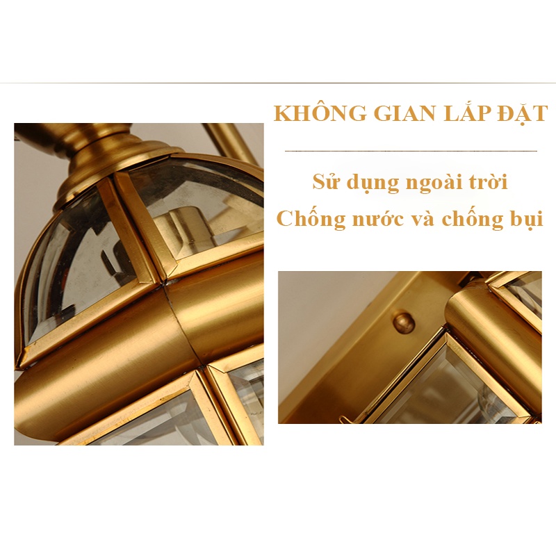 Đèn treo tường,đèn Đồng gắn tường cột Nguyên Chất Tặng kèm bóng led Bảo hành 12 tháng Lỗi 1 đổi 1 Dùng ngoài trời