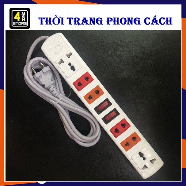 Ổ Cắm Điện Dài 6 Lỗ 2 Công Tắc 3 Mét Cao Cấp - Phích Cắm Điện Siêu Bền