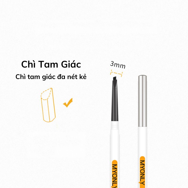 [Mẫu Mới] Chì Kẻ Mày Bút Vẽ Chân Lông Mày Tam Giác 2 Đầu Myonly 3071 Đa Hiệu Ứng 3D Không Thấm Nước, Mồ Hôi, Bền Màu | BigBuy360 - bigbuy360.vn