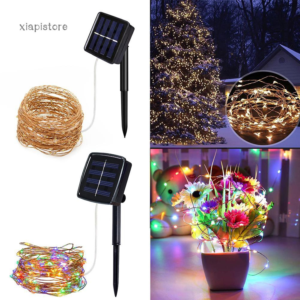 Dây đèn LED 200 bóng 20 mét năng lượng mặt trời trang trí tiện lợi