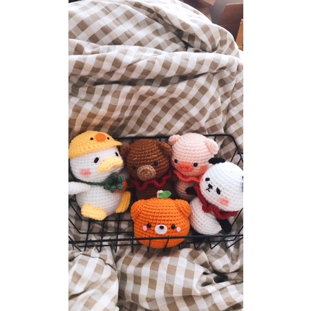 BỘ 4 THÚ BÔNG BẰNG LEN NGỘ NGHĨNH