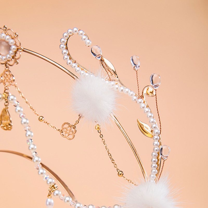 Băng Đô Cài Tóc Hình Vương Miện Đính Ngọc Trai Giả Dễ Thương Cho Nữ