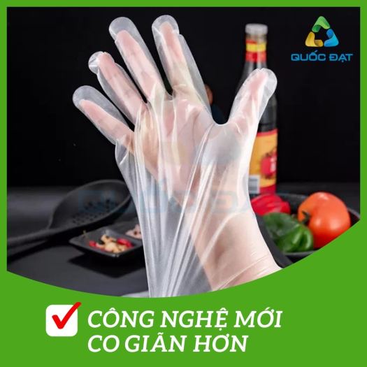 Găng tay nilon dẻo CPE cao cấp, size M (hộp 50 chiếc)