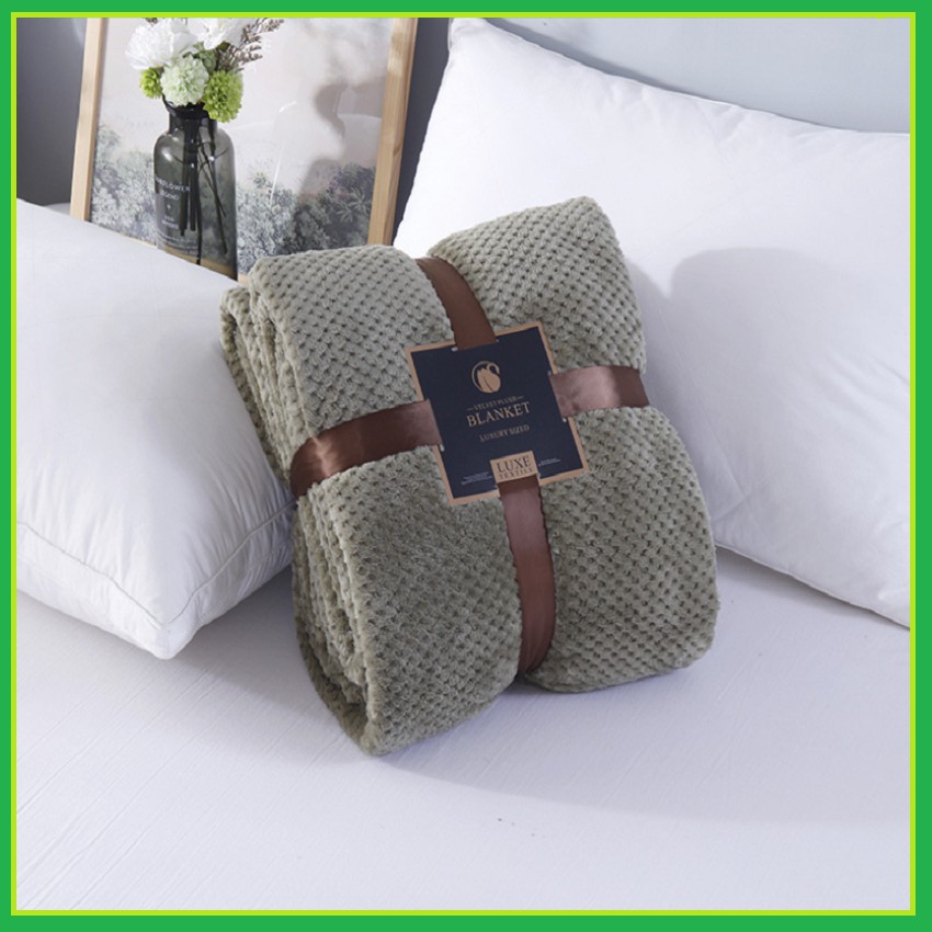 Chăn Lông Cừu Ngủ Văn Phòng Kích Thước 1m6*2m Hoạ Tiết Nổi Thoáng Khí Ấm Áp Cho Phòng Điều Hoà