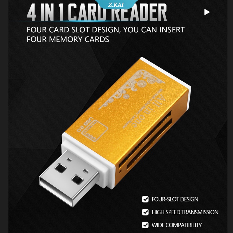 Đầu Đọc Thẻ 4 Trong 1 SDHC MMC USB SD Memory T-Flash M2 MS Duo USB 2.0 Hỗ Trợ Thẻ Nhớ