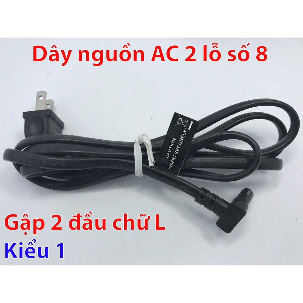 Dây nguồn AC 2 lỗ số 8 gập 2 đầu vuông chữ L