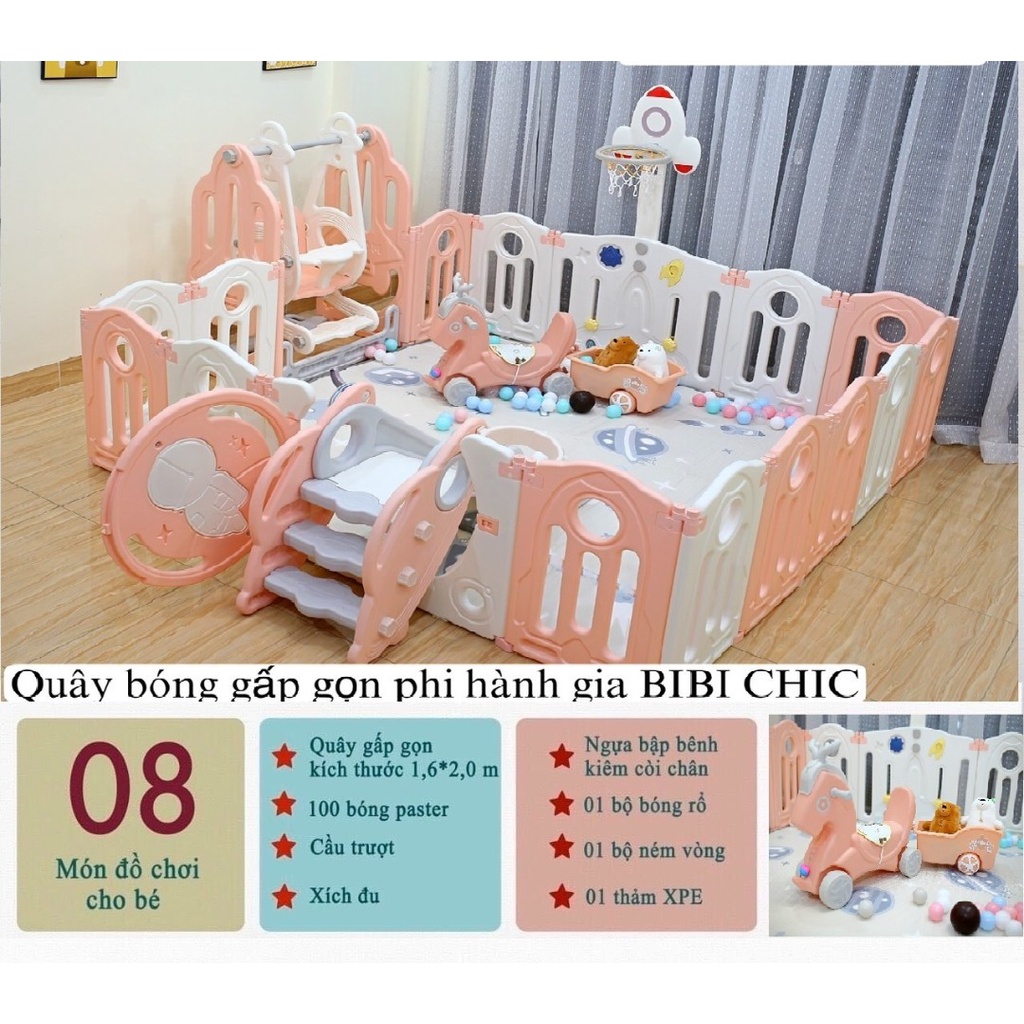 Trọn Bộ Quây Cũi Cầu Trượt Xích Đu Và Ngựa Cho Bé