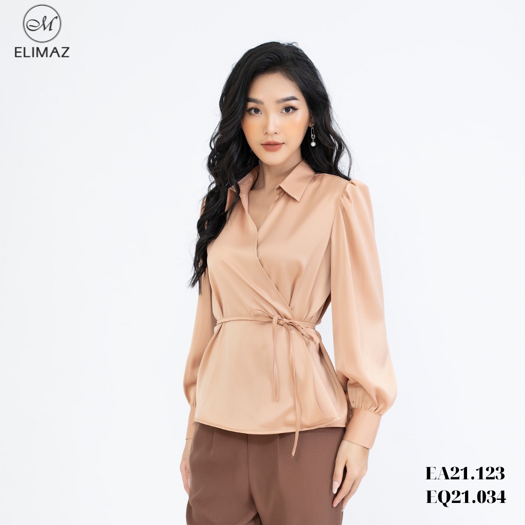 Áo sơ mi nữ công sở Elimaz lụa đắp chéo cổ đức EA21.123
