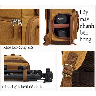 Balo, túi máy ảnh canvas Vintage.