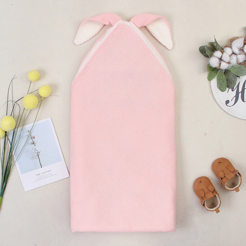 Chăn Quấn Em Bé Bằng Len Hình Tai Thỏ Hoạt Hình 3D Dễ Thương