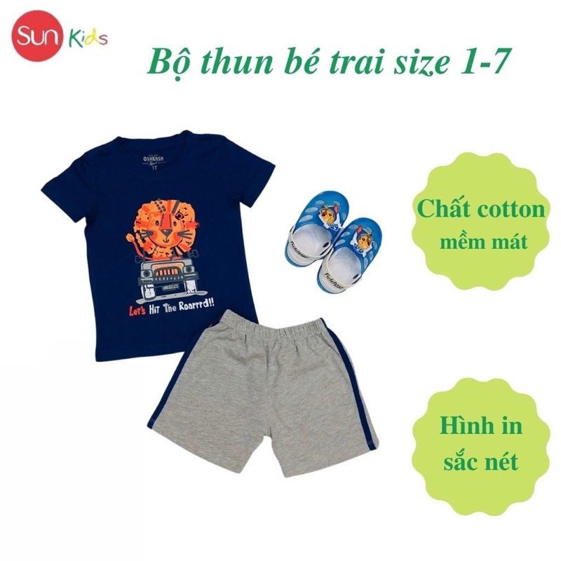 Đồ bộ bé trai, đồ bộ trẻ em chất thun cotton, size 1-7 tuổi, có nhiều màu - SUNKIDS1