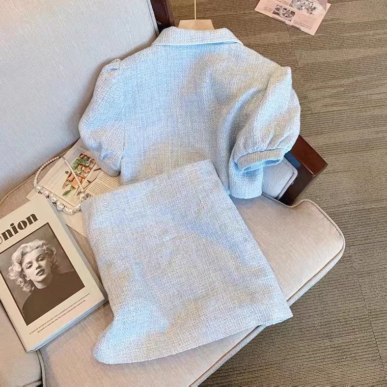 SET ÁO CROPTOP BỐ XANH PHỐI NƠI TRẮNG + CHÂN VÁY