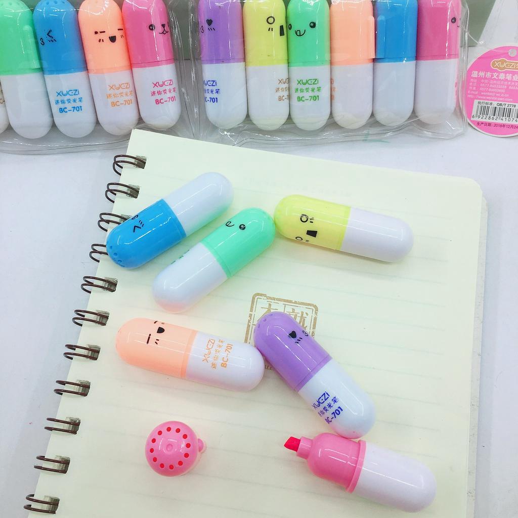 Set 6 Bút Đánh Dấu Hình Viên Thuốc Dễ Thương