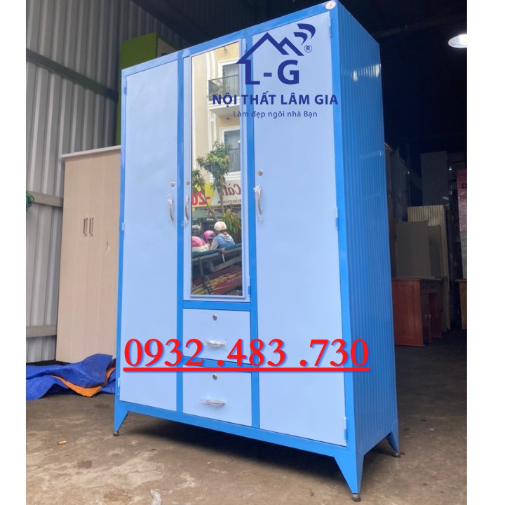 Tủ sắt quần áo 3 cánh sơn tĩnh điện C1M8 R1M2 S50 loại tốt HCM