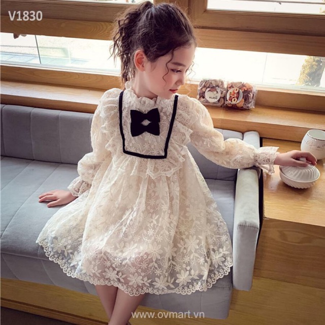 Váy ren nơ đen dành cho nữ