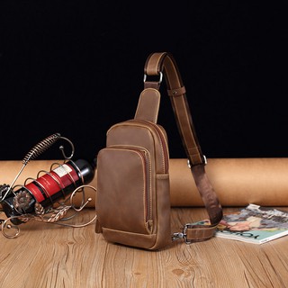 Túi Nam Đeo Chéo Bao Tử Da Bò Sáp BT02 100% Da Thật