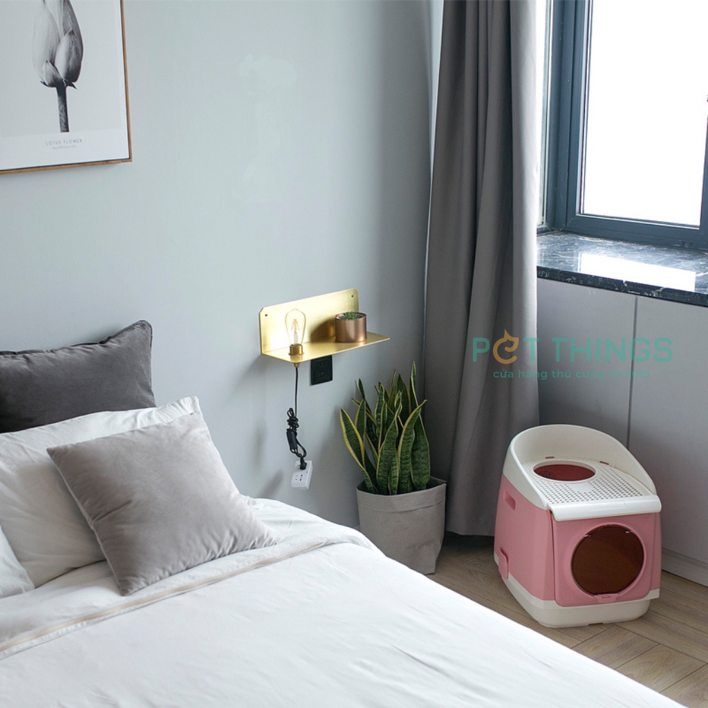Nhà vệ sinh kín 2 cửa cho mèo Cabin vuông TomCat lắp ráp