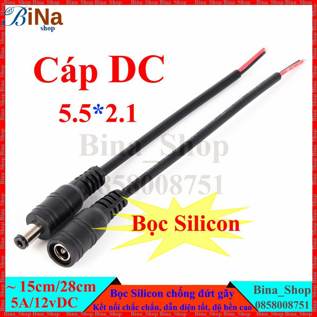 Cáp sạc DC 5.5x2.1 dài 15cm, Cáp cấp nguồn DC tiện dụng