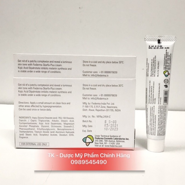 Fixderma Skarfix Plus Cream Làm Sáng Da, Giảm Sạm Nám Tàn Nhang  -15g