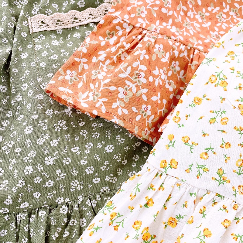 Set váy bé gái áo bèo chân váy hoa dễ thương MINTSCLOSET Mint's Closet tay ngắn 2 3 4 5 6 tuổi - GS1068