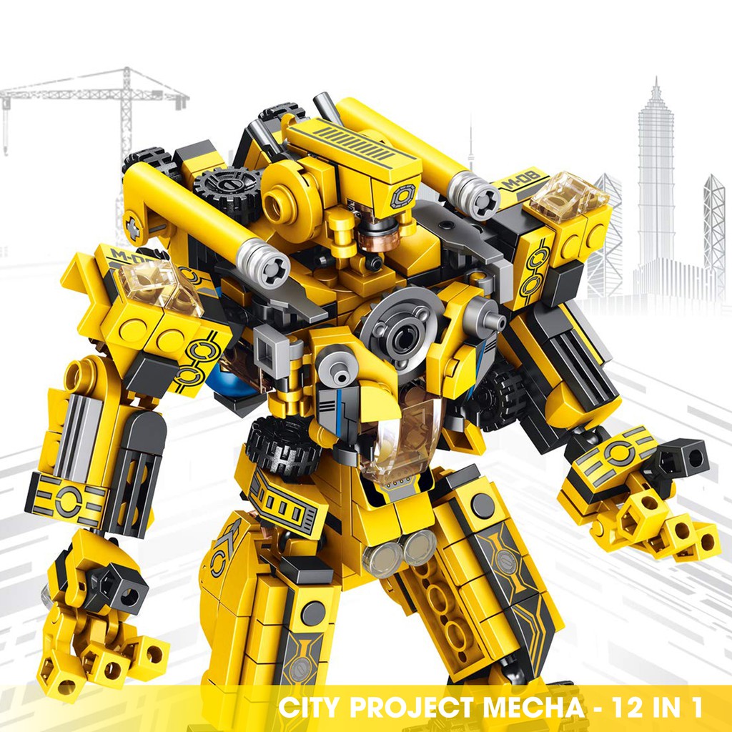 Bộ lắp ghép kiểu LEGO 12 in 1 mô hình CITY Project Mecha, bộ ghép hình cho trẻ phát triển tính sáng tạo