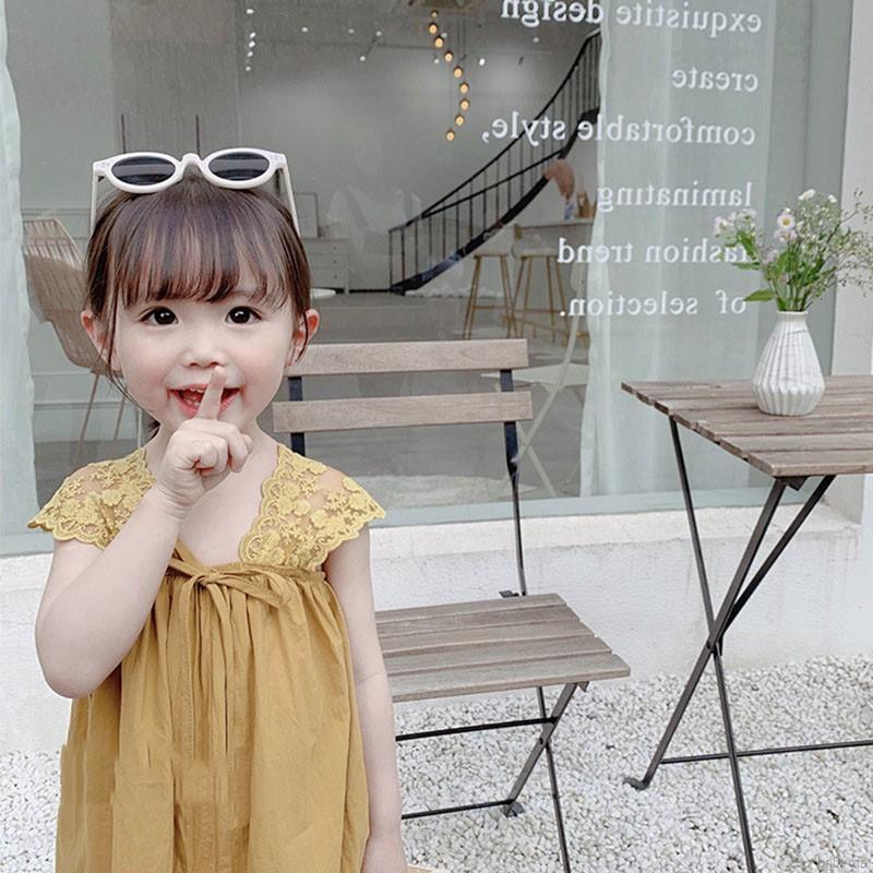 Đầm xòe phối ren kiểu công chúa xinh xắn cho bé gái