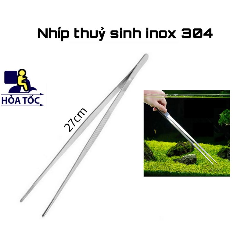 nhíp inox mũi thẳng trồng cây thuỷ sinh 27cm inox 304