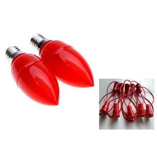 Bộ 02 bóng đèn led trái ớt trang trí tiết kiệm điện 0.3W + 2 đuôi đèn E12