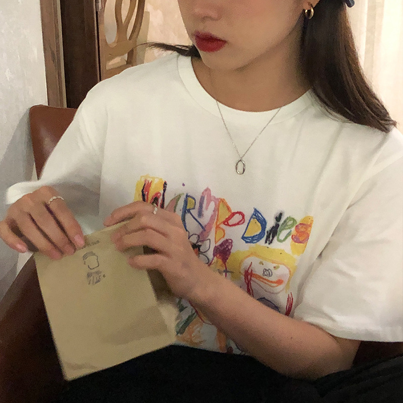 NRVP White short-sleeved female Korean loose half-sleeved T-shirt female 2020 new summer all-match bottoming shirt top tees