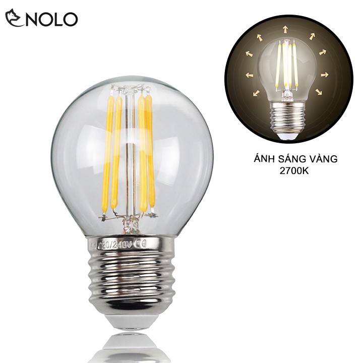 Combo 2 Bóng Đèn Led Tròn Edison Ucan G45 Vỏ Vàng Nắng Công Suất 4W Ánh Vàng 2700K Đui E27