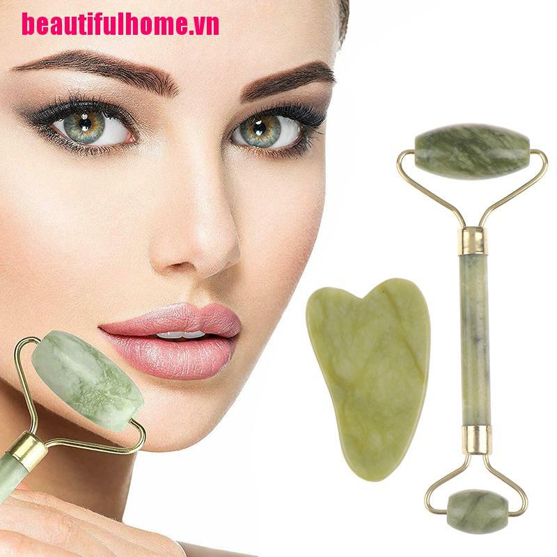 [Hàng mới về] Cây Lăn Mát Xa Mặt Bằng Đá Ngọc Bích Tự Nhiên