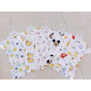 Bộ cộc tay cotton giấy cài vai cho bé
