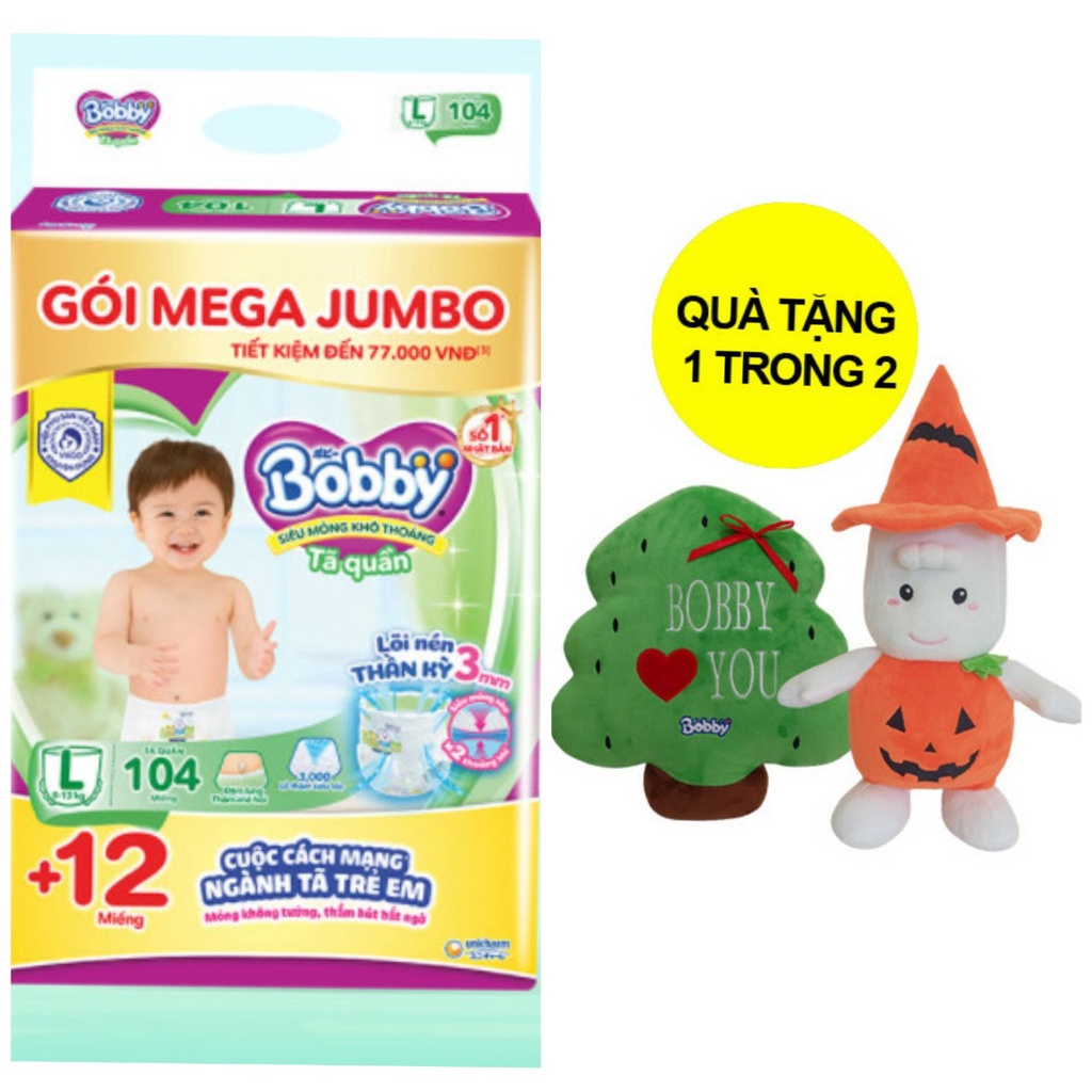 Tã quần Bobby Mega Jumbo : M120-L104-XL92-XXL84