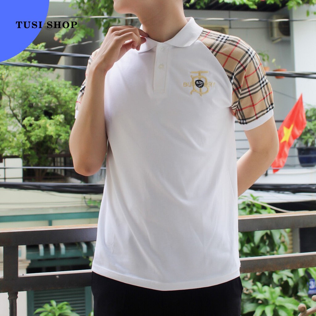 [SIÊU GIẢM GIÁ] Áo thun tay ngắn cổ trụ, áo cổ bẻ nam nữ thiêu chữ burberri | BigBuy360 - bigbuy360.vn