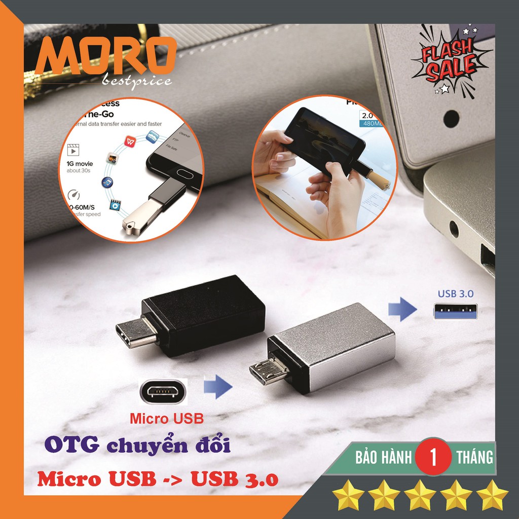 [OTG] Đầu Chuyển Đổi Micro USB to USB / Type C / Lightning - Bảo hành 1 tháng