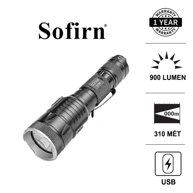 Đèn pin chuyên dụng SOFIRN SF84 sáng 900 lumen chiếu xa 310m Led LUMINUS SST20 Sạc USB pin 18650 kèm theo Đèn &amp; Đèn Pin