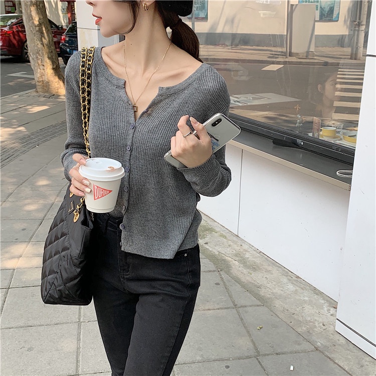  Áo khoác cardigan croptop dệt kim phong cách Hàn Quốc thời trang mới dành cho nữ | BigBuy360 - bigbuy360.vn