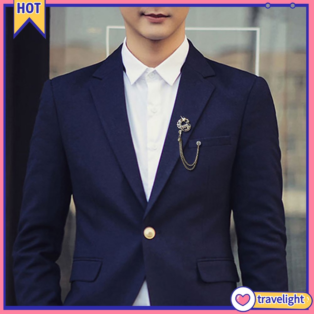 Huy Hiệu Cài Áo Kim Loại Hình Rồng Đính Đá Sáng Tạo Phong Cách Trung Hoa Cho Nam