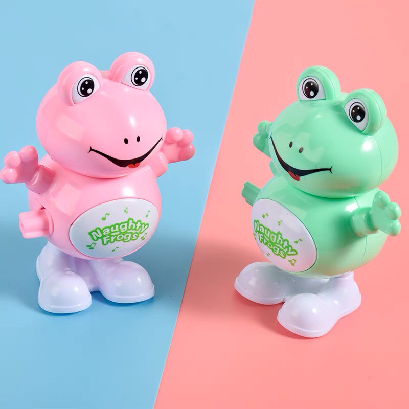 Đồ Chơi Cho Bé💗FREESHIP💗 Đồ Chơi Trẻ Em Ếch Con Chạy Cót Nhún Nhảy , Đầu Có Thể Xoay 360 Độ, Kích Thích Vận Động Cho Bé