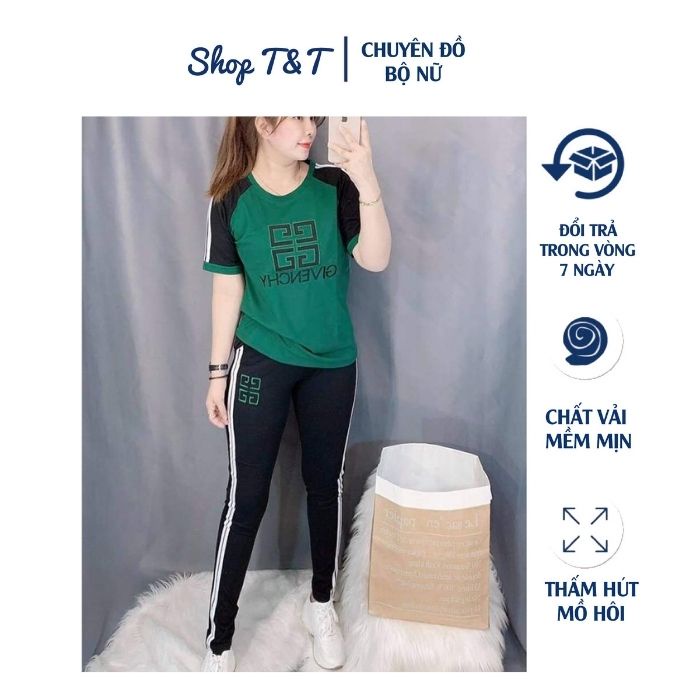 Đồ bộ cotton phối màu logo thêu- SP Y Hình