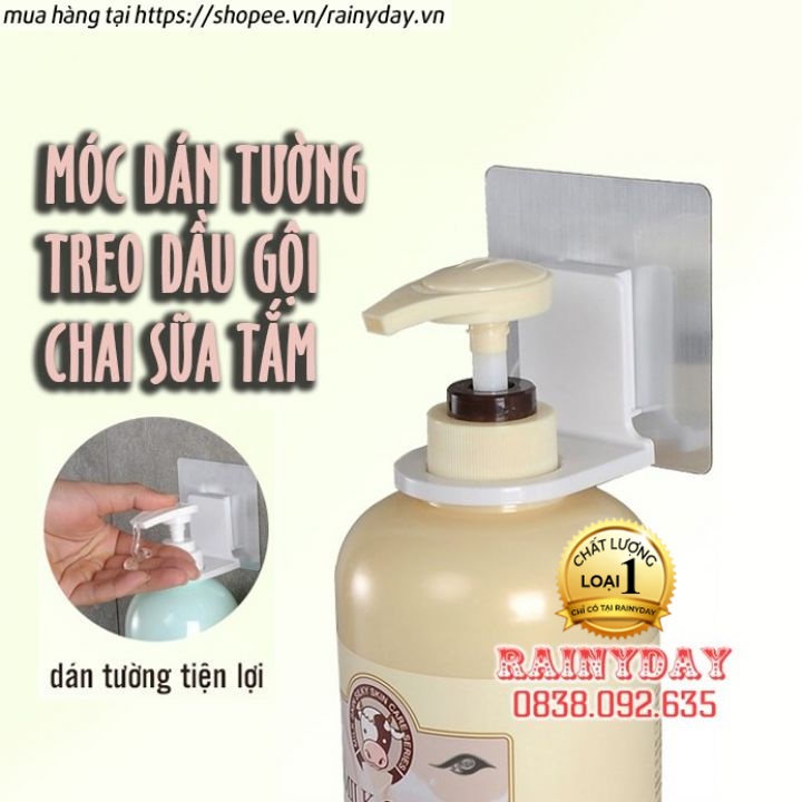 Giá móc treo cổ chai lọ nước rửa tay dầu gội đầu sữa tắm xà phòng dán tường siêu chắc